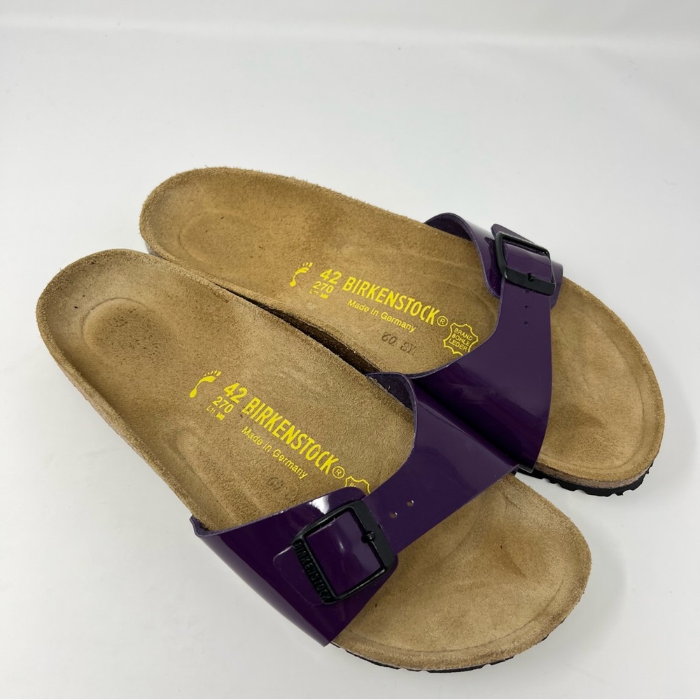 Birkenstock Madrid Patent Leather Purple Slip One Sandals Size 42 11/11.5US